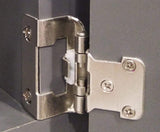 DecoBasics 1/2" Overlay, 3/4" Frame Semi/ Half Wrap Self Closing Hinge, Satin Nickel, 25 Pairs (sets) pack