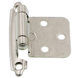 Lot of 25 Pairs (50pcs) Self Closing VARIABLE OVERLAY Flush Cabinet Hinges - Satin Nickel