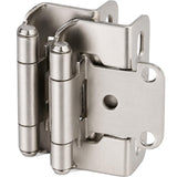 1/2" Overlay Partial Wrap Cabinet Hinge -Brushed Nickel — 2 Pcs
