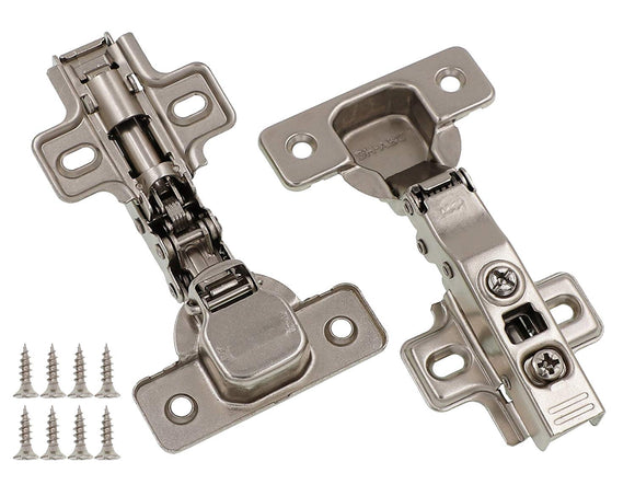 Full Frameless Cabinet Hinges Concealed Overlay for Kitchens, Bathrooms | Soft Close with Built-In Damper | Stainless-Steel Metal Finish | Includes Screws